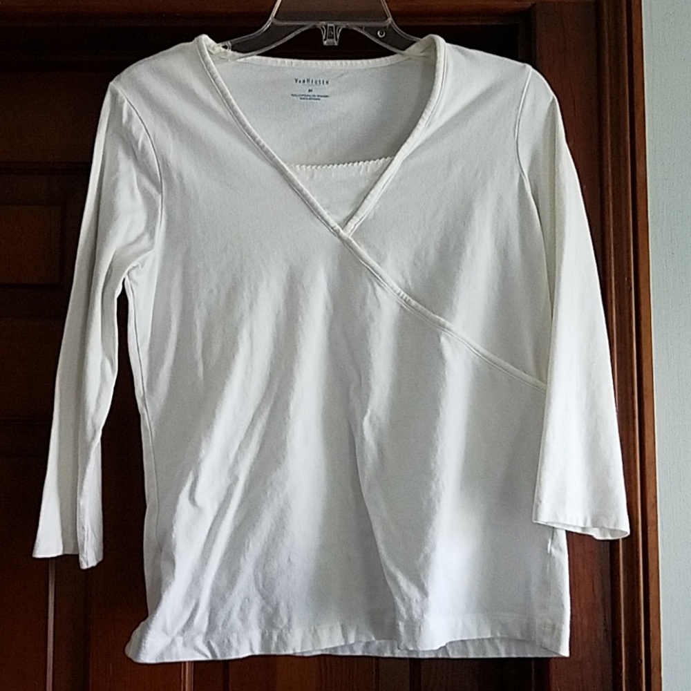 🔥White Faux Cross Top 3/4 Sleeve